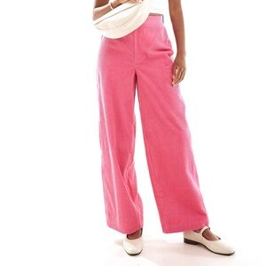 ASOS DESIGN cord barrel pants in pink
